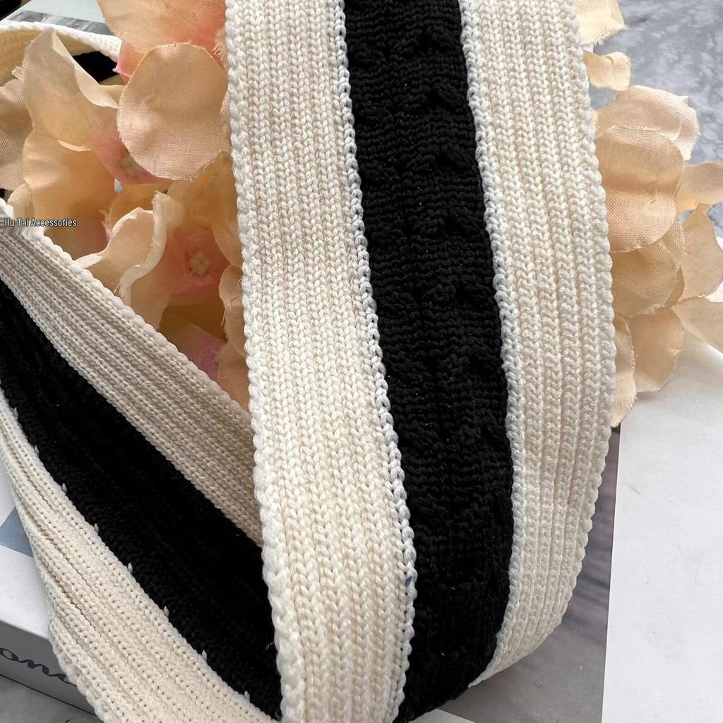Soft, Elastic Knitted Tape with Widened Stripe for Clothing Accents and Decoration