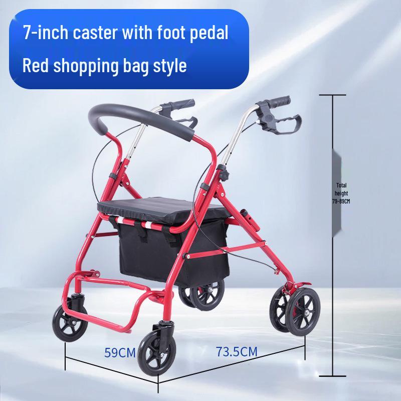 Korean Folding Walker with Wheels – Walking Aid and Shopping Cart