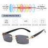 Men Women Eyewear UV400 Rimless Rectangle Sunglasses Fashion Shades Punk Sunglasses Driving Sun Glasses