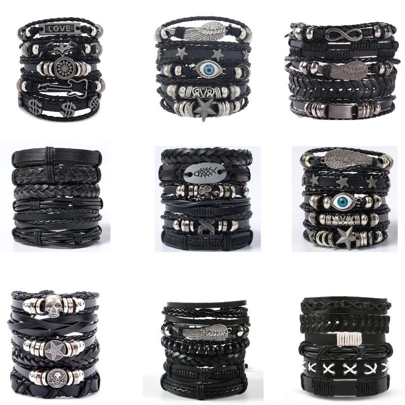 Trend Retro Fashion Punk Leather Bracelet Source Spot, Jewelry