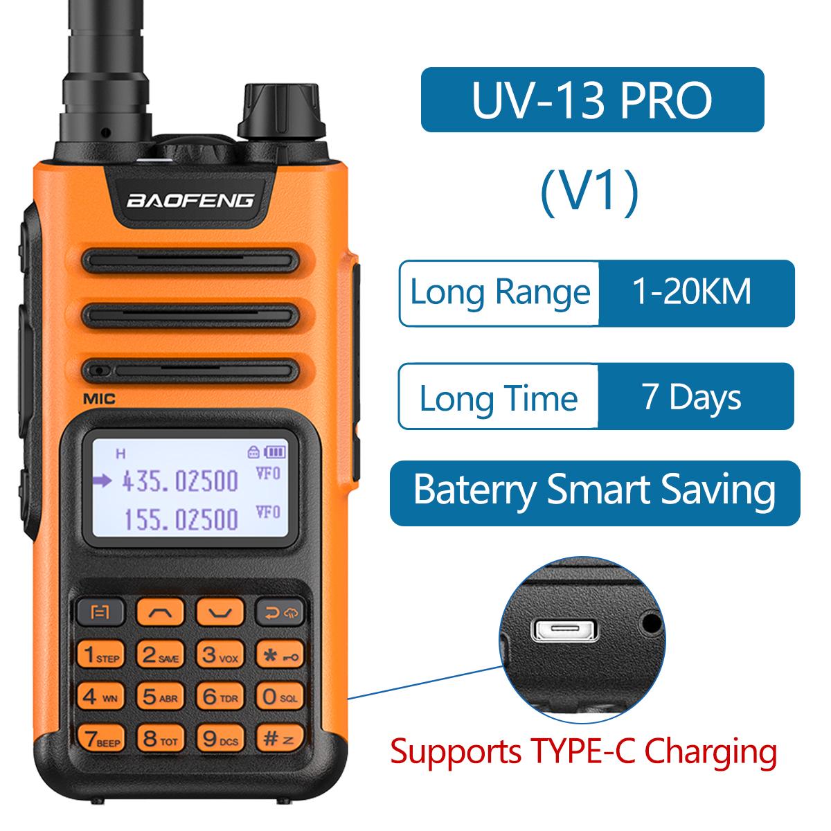 BaoFeng UV-13 PRO High Power Multi Band Walkie Talkie Type C Oplader Lange Afstand UV-13 UV-5R Zender Amateur Tweeweg Radio USB Plug