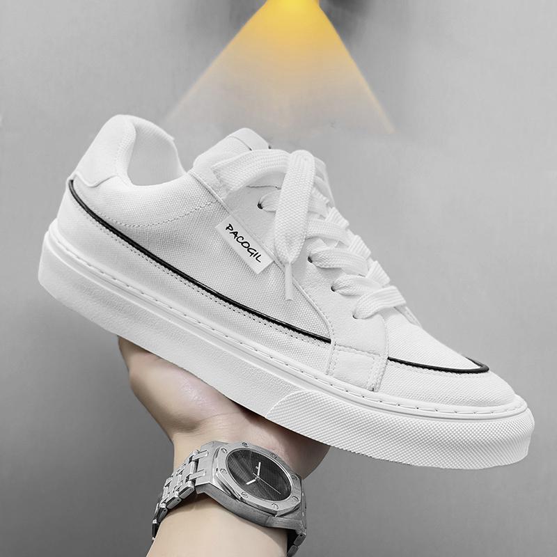 

Модные парусиновые туфли мужские оригинальные на шнуровке мужские парусиновые кроссовки удобная платформа мужские кроссовки для скейтборда Zapatillas De Lona 39 белый