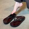 Rindsleder-Version~ retro Nischen Zehentrenner Sandalen Schuhe für Damen zum Tragen Sommer dicke Sohle Fußquetscher Urlaub coole Hausschuhe