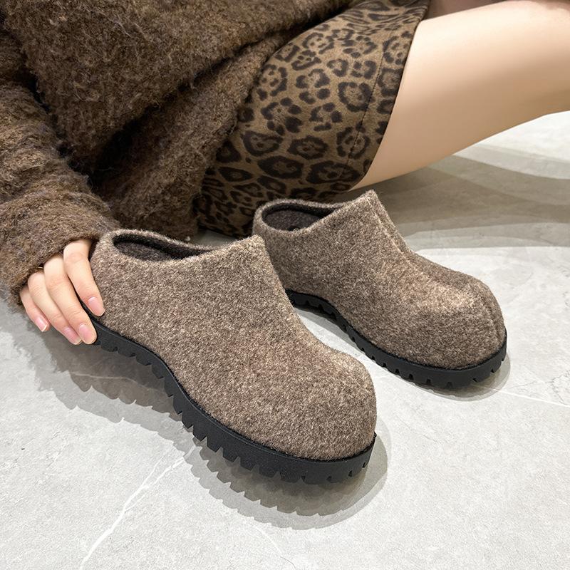 

6CM House Slippers Platform Shoes Slipers Women Cover Toe Slides Increased Internal Female Mule Genuine Leather Mules Women s G 35