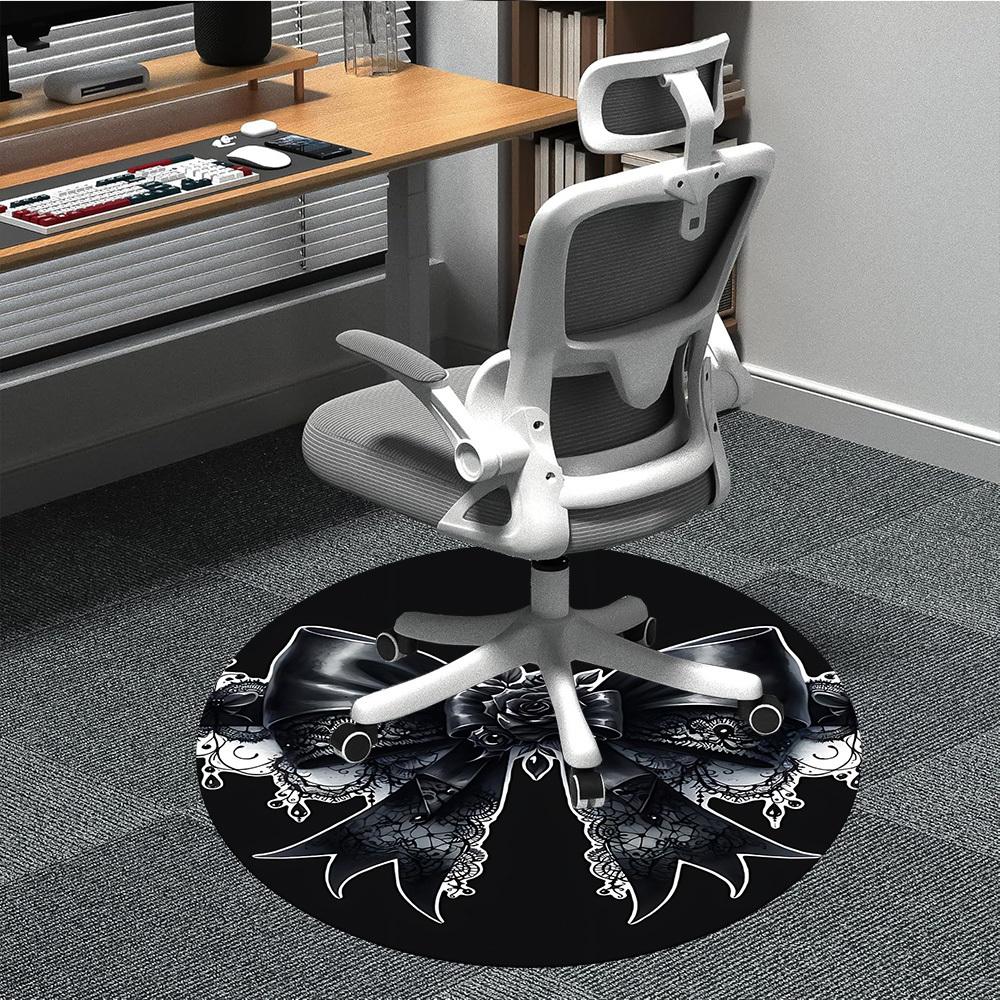 1pc Gothic Bow Chair Carpet for Office, Non slip, Soft and Durable Office Rug for Interior Decoration