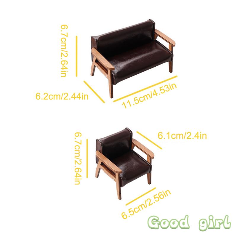 1/12 Dollhouse Miniature Furniture Leather Sofa Single/Double Chair Model Doll Home Living Room Decor Accessor Children Toy Gift