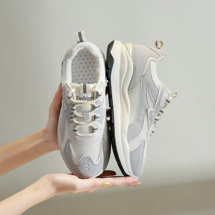 Jaro Nový Muffin Měkká Podrážka Guma Módní Colorblock Šněrovací Teniska Jednoduchá Dámská Ležérní Cortez