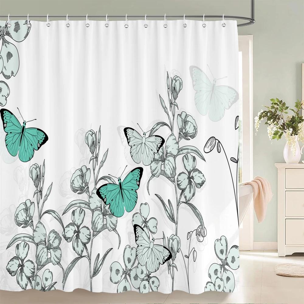 JY01Flower Shower Curtain Bathroom Waterproof Polyester Shower Curtain Floral Printing Curtains for Bathroom Shower with Hooks@1