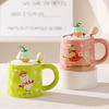 Cartoon Cute Mug with Cover Spoon High Looking Creative Birthday Drink Water Cup for Girls Home Souvenir Ceramic Cup