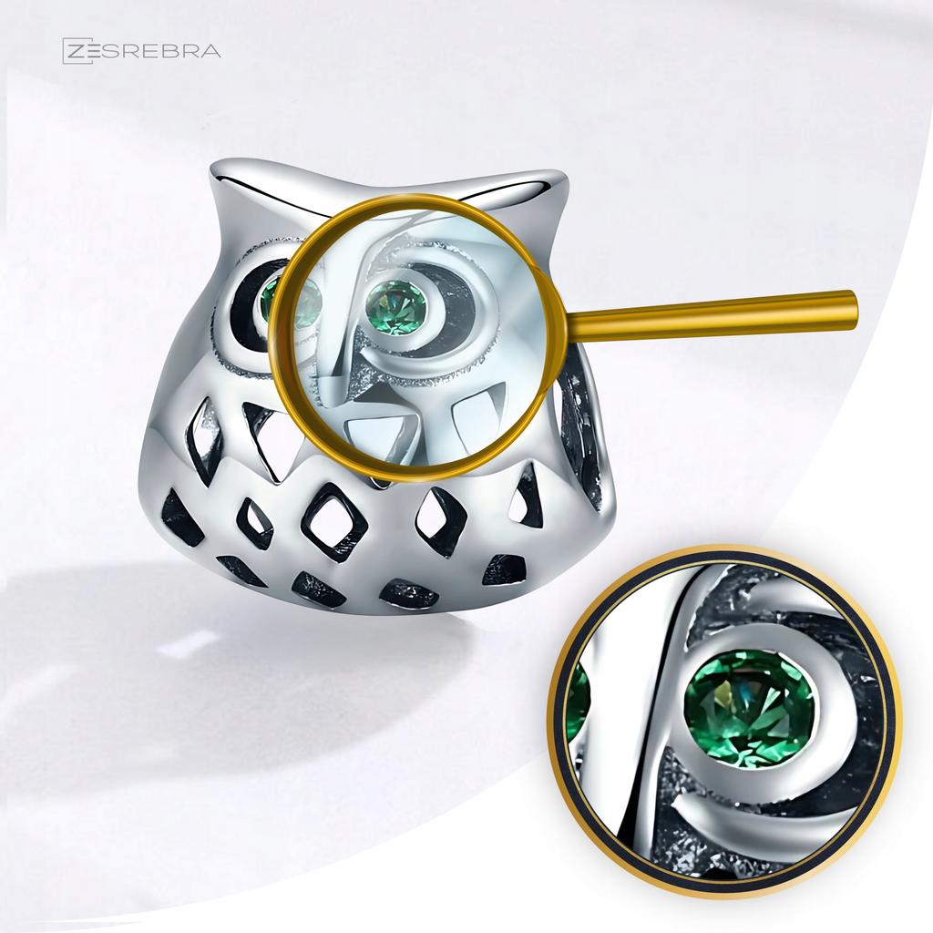 Owl Charms 925 Bead Pendant Colorful Zircons