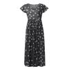 Moda Donna Primavera Estate Scollo a V Vita Orlo Ampio Abito Stampa a Pois