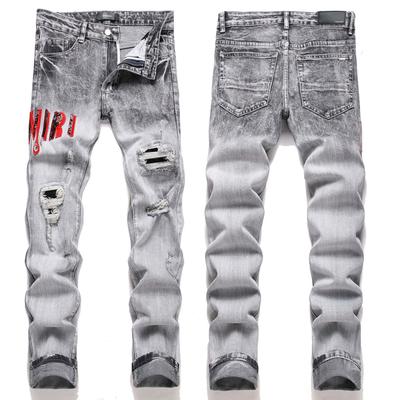 Neuer Stil Street Fashion Trendy Distressed Washed Slim Fit Cropped Herren Denim Jeans 3826