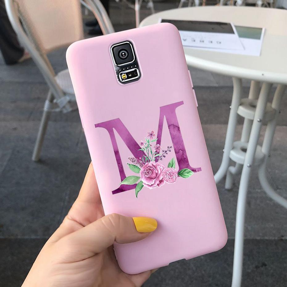 For Samsung Galaxy S5 I9600 Phone Case Flower Initial Alphabet Case For Samsung S5 Neo S 5 G900 G903F SM-G900F Soft Silicon Case