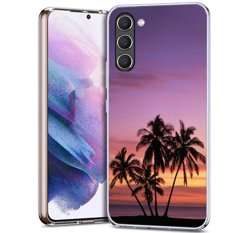 Summer Beach Scene at Sunset on sea Palm Tree Phone Case for Samsung A16 A17 A26 A36 A37 A56 A57 A12 A22 A32 A52S A07 A06 A02S A