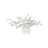 Perlen-Haarkamm Haarnadel Haaraccessoire Handgemachtes Geschenk für Hochzeit, Abschlussfeier, Japanische Formalkleidung (Silber) - Starker Halt, Elegantes schlichtes Design,