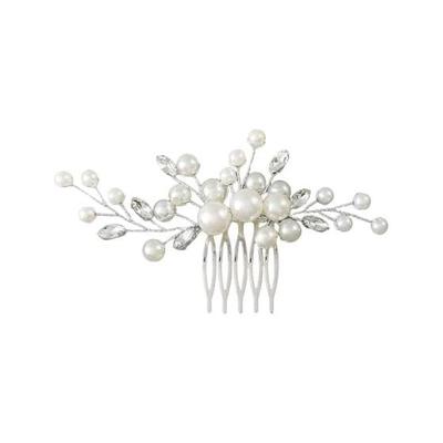 Pearl Hair Comb Hairpin Hair Accessory Handmade Gift for Wedding, Graduation, Japanese Formal Wear (Silver) - Strong Hold, Elegant Simple Design,