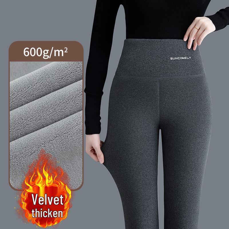 Northeast Fleece-Lined High Waist Warm Pants for Middle-Aged Women - Plus Size, Tummy Control, Autumn/Winter.