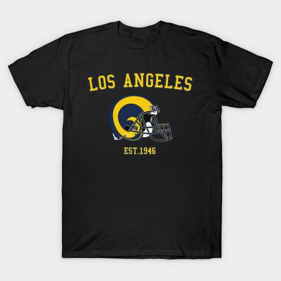 Men Black Print T-shirt La Rams #1053 No-Cut Transfer Paper Print Cotton Tshirt