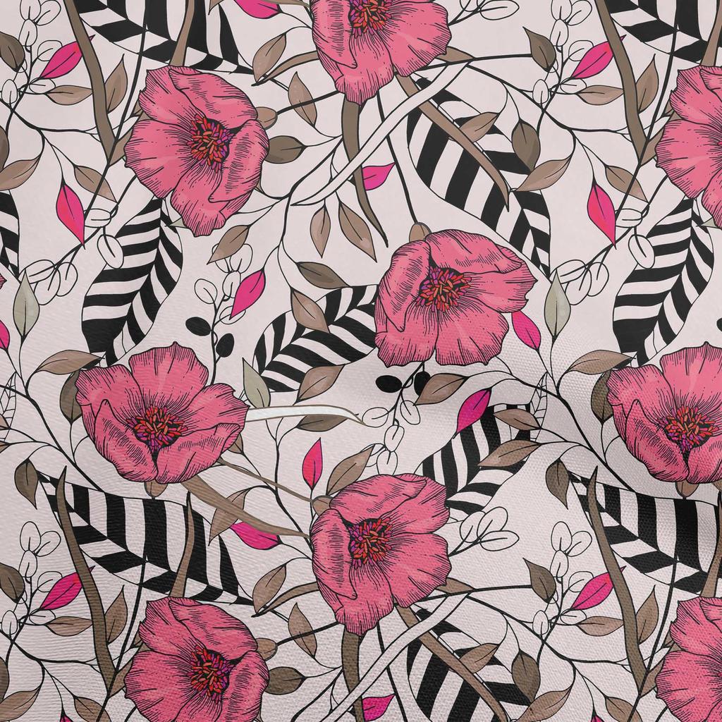 oneOone Bomull Flex Mørk Fersken Stoff Tropisk Blomstermønster Håndverksprosjekter Dekorasjonsstoff Trykt per Yard 40 Tommer