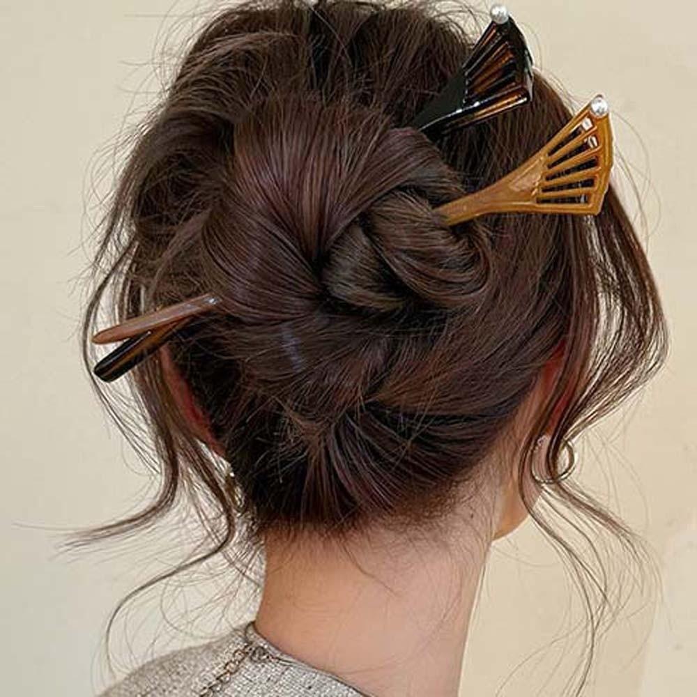 Modern Hanfu Style Acetic Acid Hair Stick New Chinese Style Fan-Shaped Hair Pin  Women