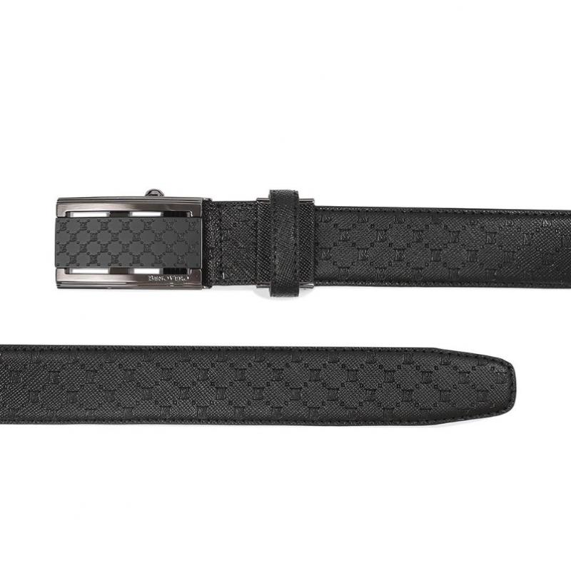 Benovero Leather Black Satin Logo Automatic Belt Bmg1acb1232k1