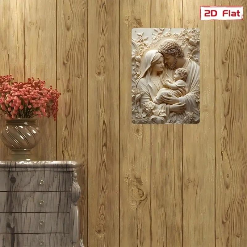 Religieus Metalen Blikbord Vintage Heilige Familie Wanddecoratie Jezus Maria Jozef Kerst Decoratie Huis Garage