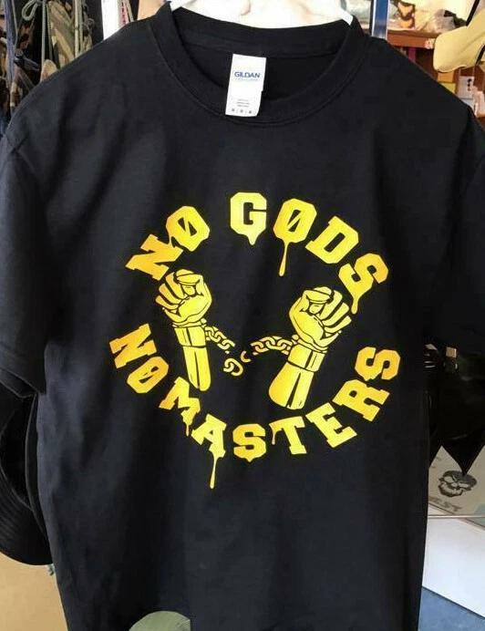 No Gods No Masters Atheist t-shirt Tee Anarchy anarchist handcuffs XL
