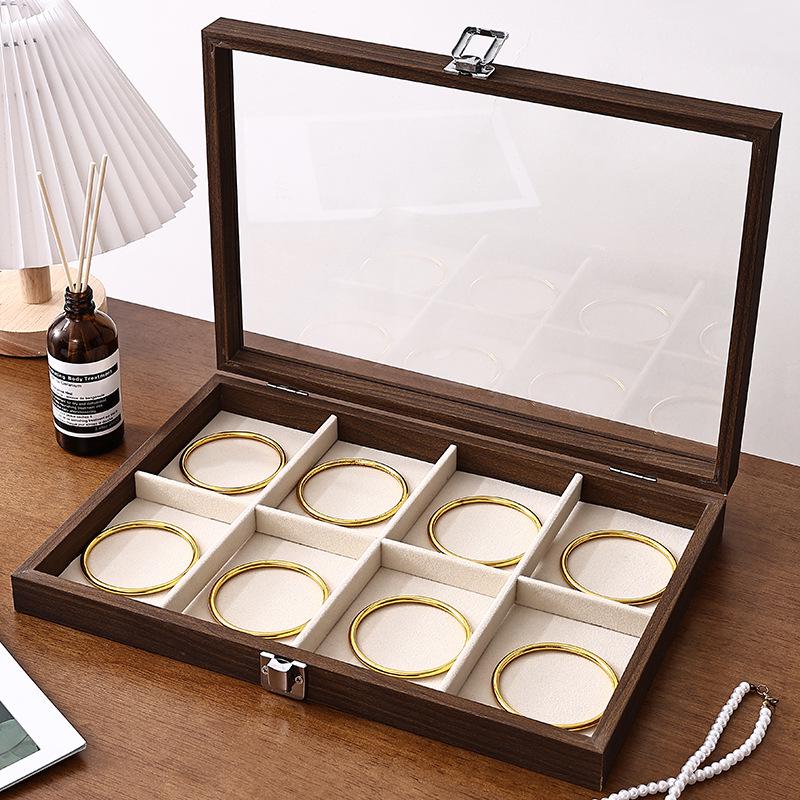 Walnut Wood Large Jewelry Box - Anti-Oxidation Storage for Rings, Earrings, Necklaces, and Bracelets