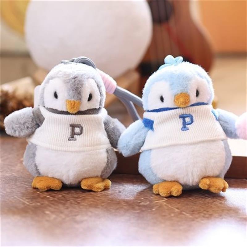 Tecknad Söt Liten Pingvin Plyschdocka Gosedjur Nyckelring Hänge Flickig Nyckelring Väska Hängande Ornament Par Tillbehör Gåvor