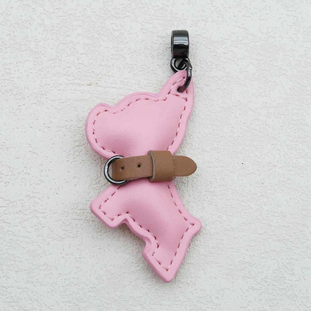Handmade French Bulldog Genuine Leather Keychain with Anti-Lost Woven Rope Lanyard.