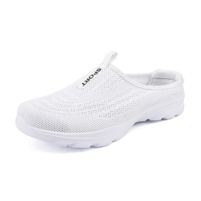 2024 Women's Breathable Mesh Slip-On Walking Shoes - Large Size, Casual Half-Drag Design
