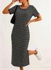 Spring and summer, new European and American, split design women's fashion striped jumpsuit