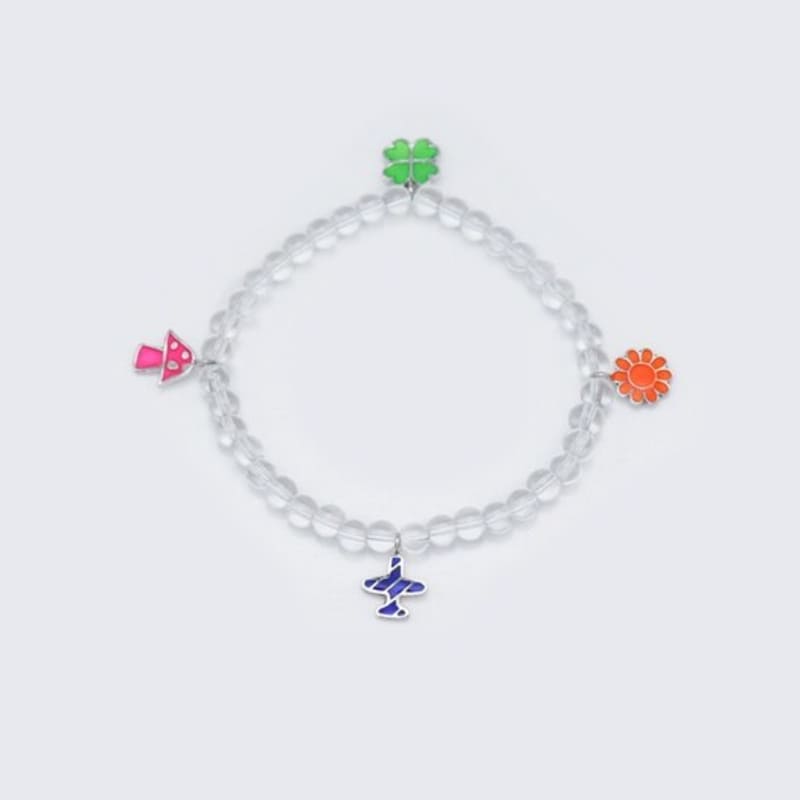 BONBEAU Multiful enamel motive silver charms Bracelet Cute motif charm crystal ball bracelet