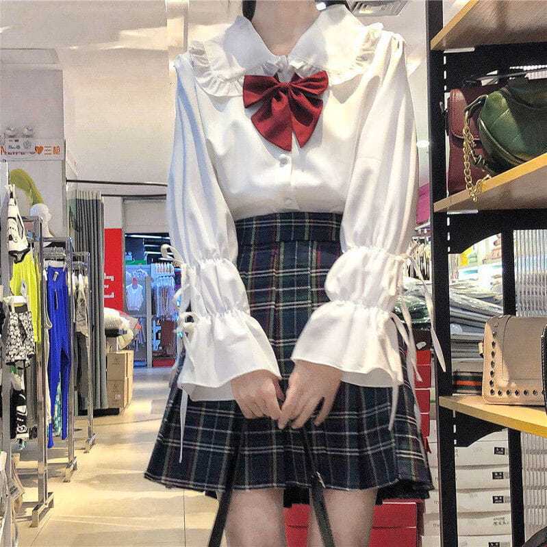 

Весенние и осенние модели рубашки женские свободные Jk с длинными рукавами короткая секция рубашка XS белый