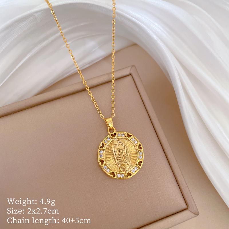 Portrait Copper Micro-Inlaid Necklace Combination Female Real Gold Electroplated Exquisite Collarbone Chain