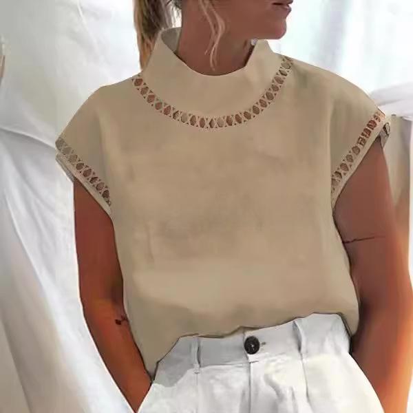 

Женская кружевная рубашка-пуловер с воротником-стойкой в европейском и американском стиле - коллекция 2022 года 3XL хаки