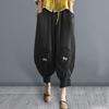 Damesbroek Elastische Taille Zak Kant Patchwork Bloemenborduursel Dagelijkse Kleding Effen Kleur Grote Maten Halverwege de Kuit Lengte Negende Broek Dameskleding