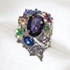 Silver Water Drop Pear-Shaped Flower Snowflake Ring Simple Temperament Flower Ring