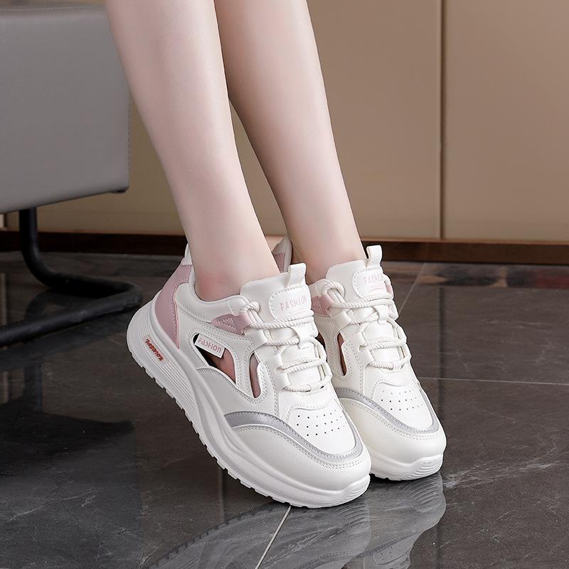 Thick-soled mesh hollow breathable little white women's shoes 2025 summer, new versatile casual sports board shoes women's Q195