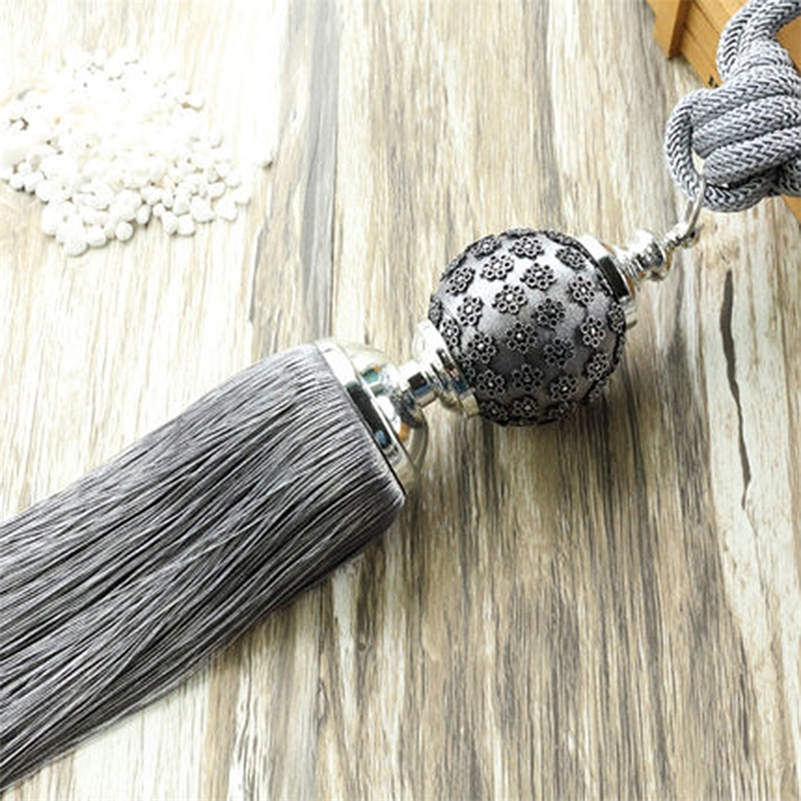 1 Pair Curtain Tassel Fringe Tiebacks Holdbacks Hanging Belt Ball Ropes Curtain Accessories