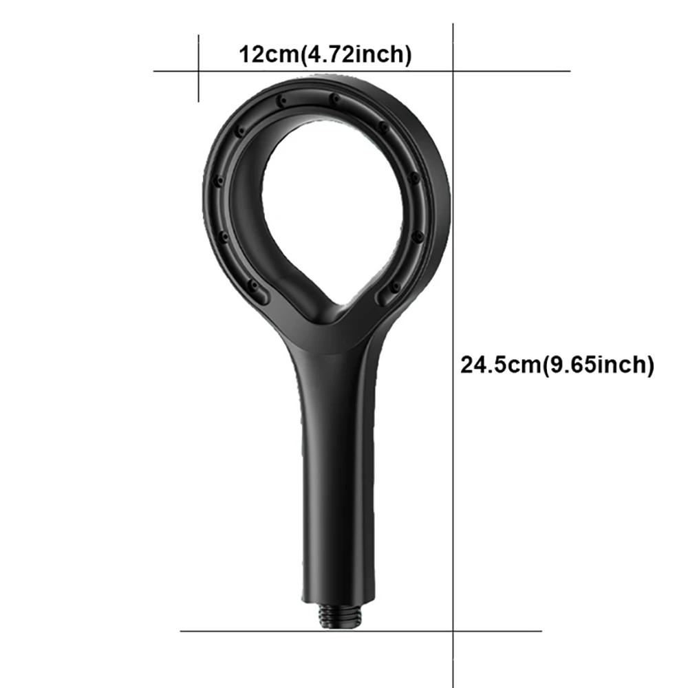 

ABS Кольцевая душевая лейка Высокое давление Ручная насадка-распылитель с большой панелью Водосберегающая Защищенная от засоров Смеситель для ванной Дождевая душевая лейка чёрный