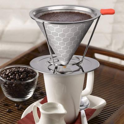 Wabenförmiger Edelstahl Kaffeefilter Wiederverwendbarer Pour Over Dripper Kegelfilter