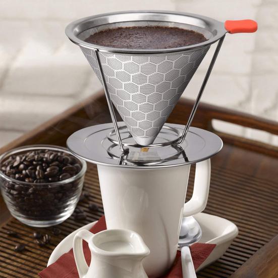Honeycombed Stainless Steel Coffee Filter Reusable Pour Over Dripper Cone Filter