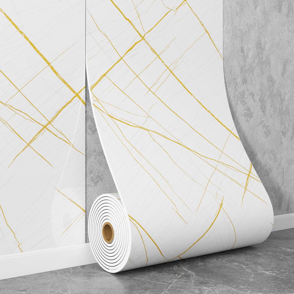 Self-Adhesive Waterproof Imitation Marble Tile Wall Sticker for Bathroom, Living Room, Kitchen, and TV Background.