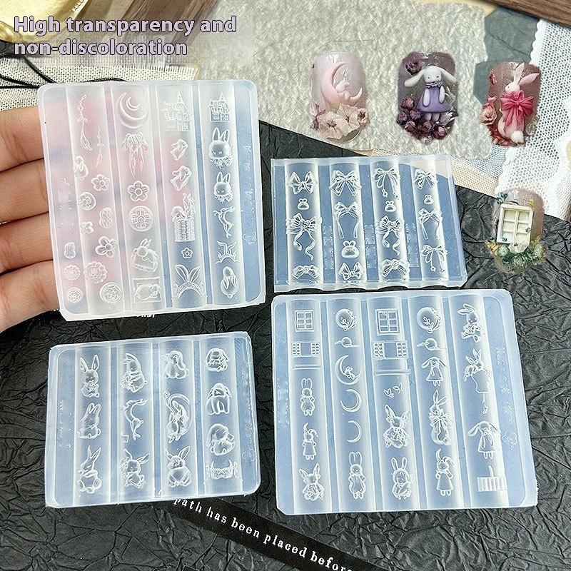 Kreskówkowy Królik Kokarda Silikonowa Forma do Paznokci Forma do Paznokci Stempel Reliefowy Akcesoria do Dekoracji Paznokci Forma do Paznokci DIY Narzędzia do Manicure