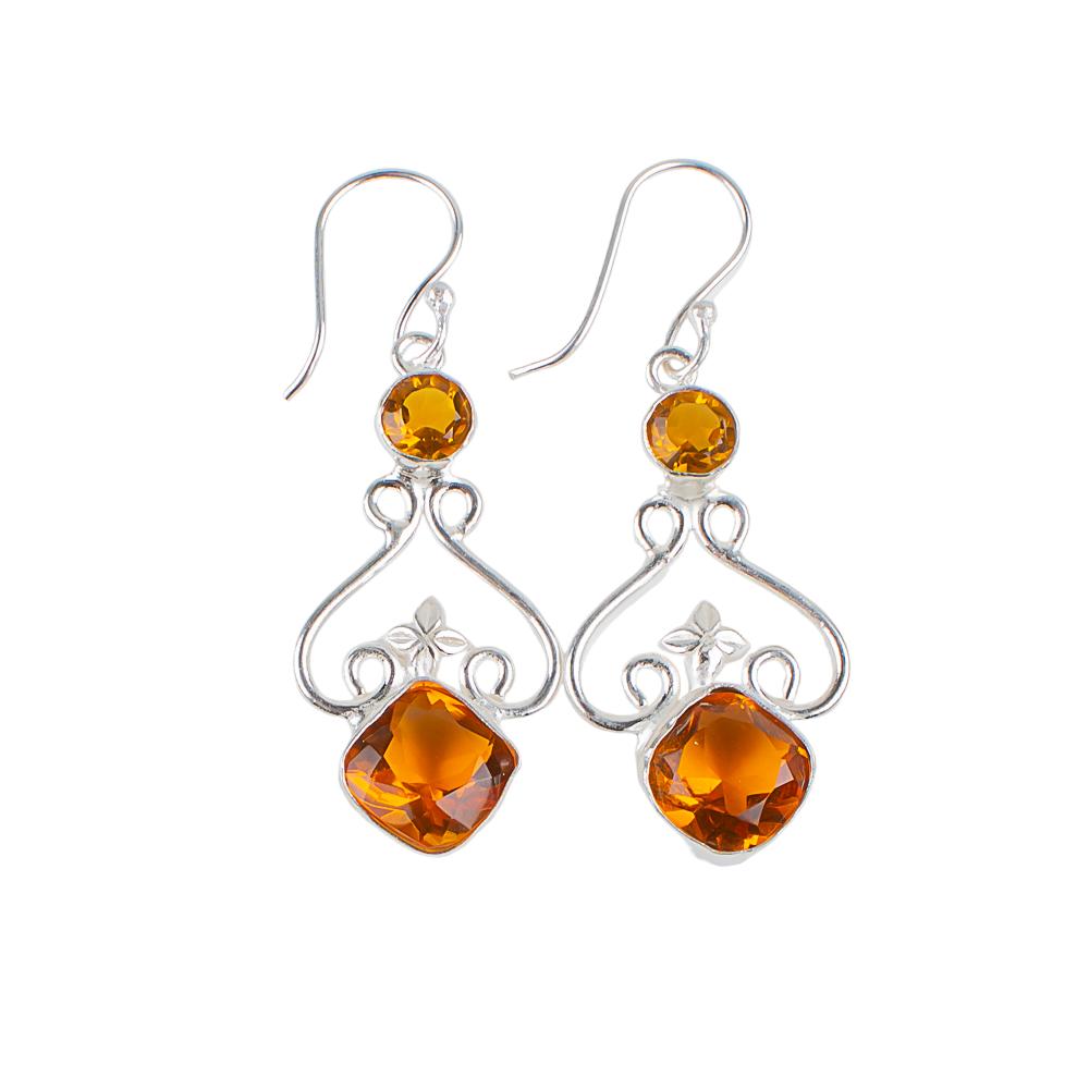 Citrine Gemstone 925 Sterling Silver Jewelry Handmade Earrings For Her EE-18-9