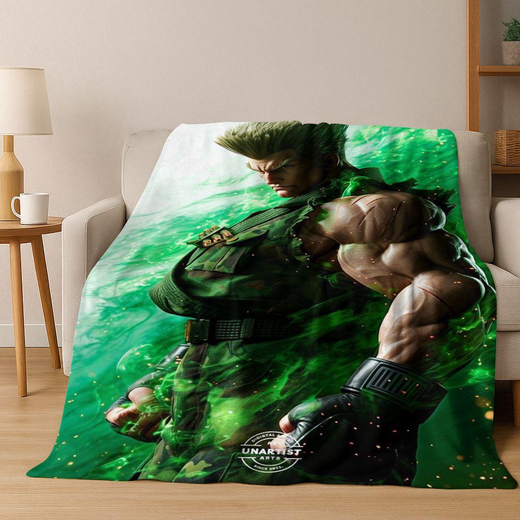 Retro Street Fighter 6 Characters Game Chun-Li Art Flannel Blanket,Cozy Soft Throw Blanket for Home Bedroom Bed Sofa Cover Kids