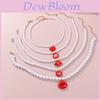 Lip Shape Pendant Necklace Jewelry Set With Pearl Chain For Women