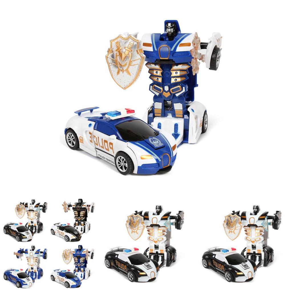 Plastic Inertia Car Toy With Onebutton Transformation For Boys And Kids