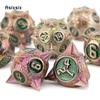 7 Pcs Red Green Meteor Hammer Metal Dice Solid Metal Polyhedral Dice Set Suitable For Role-Playing Dice PropBoard Game Gift
